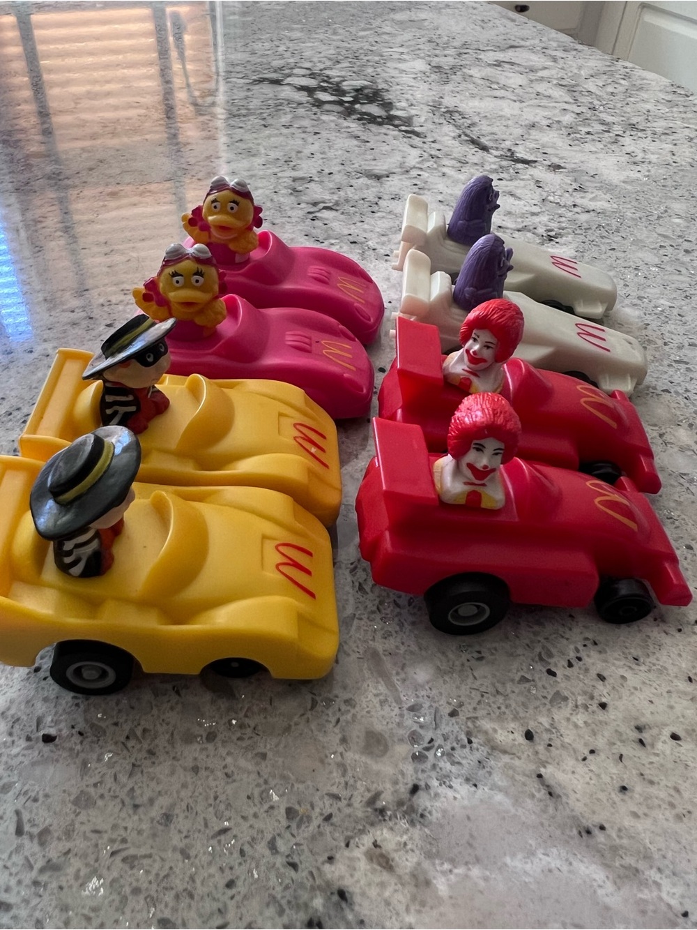 8 McDonald's Racing Toy Cars - pull back Red, Yellow, Pink, White